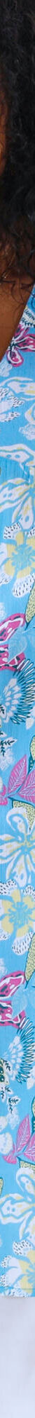 Robe courte évasée col V, imprimé floral (turquoise) Robe courte évasée col V, imprimé floral (turquoise)